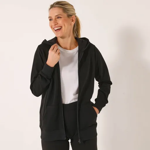 Jachetă cu fermoar și glugă, molton periat