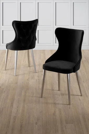 Set scaune 6 piese, Hanah Home, Alpa, Negru / Crom