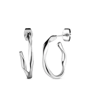 Vuch Cercei rotunzi asimetrici din oțel Jorrit Silver