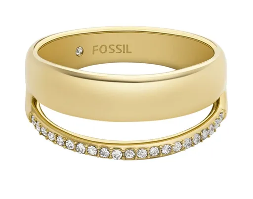 Fossil Inel elegant placat cu aur cu zircon cubic Archival JOF01036710 52 mm