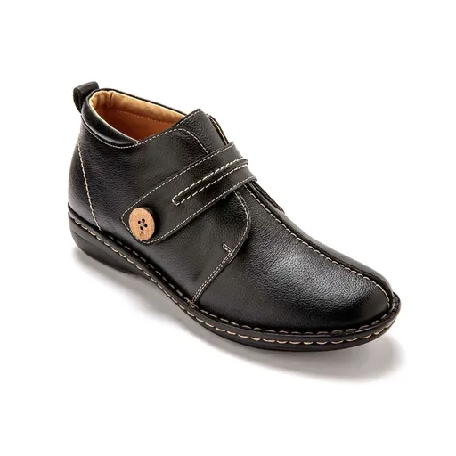 Botine din piele naturală tăbăcită, negru