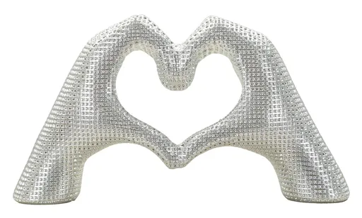 Figurina /sculptura decorativa Hands Lover, Mauro Ferretti, 25x7.5x13.5 cm, polirasina, argintiu