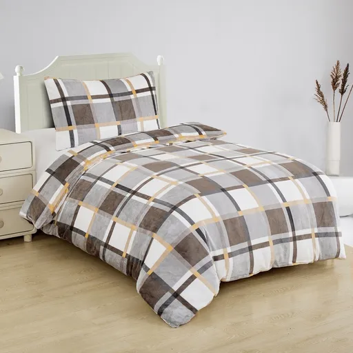 Lenjerie de pat din microfibră Károgri-alb-galben, 140 x 200 cm, 70 x 90 cm