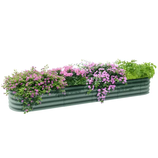 Outsunny Ghiveci înalt pătrat pentru grădină, din oțel modular, pentru legume, plante și flori, 240x62x30 cm | Aosom Romania