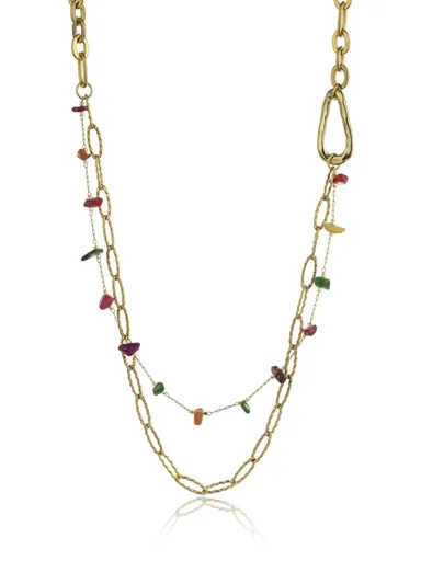 Marc Malone Colier dublu placat cu aur, decorat cu pietre colorate Kennedy MCN23007G