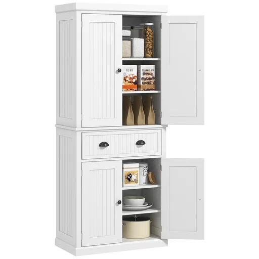 HOMCOM Armoire de cuisine buffet cuisine multi-rangements rafturi reglabile 4 uși și sertar mare 76 x 40 x 183 cm alb | Aosom Romania