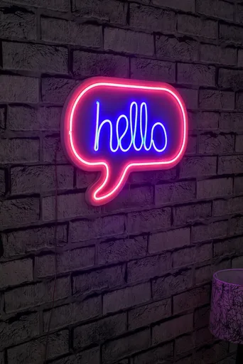 Decoratiune luminoasa LED, Hello, DC 12 V, Roz / Albastru