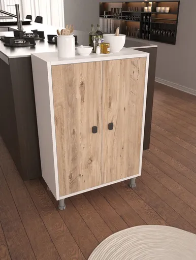 Dulap multifunctional, Hanah Home, Melo, 59x91x30 cm, Pin Atlantic / Alb