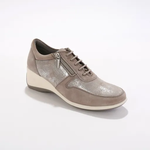 Adidași din piele cu fermoar, cu talpă