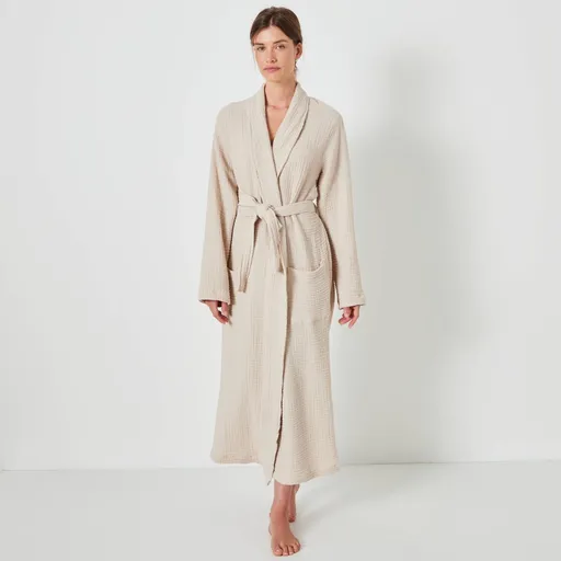 Halat de baie uni, confecționat din tifon triplu de bumbac