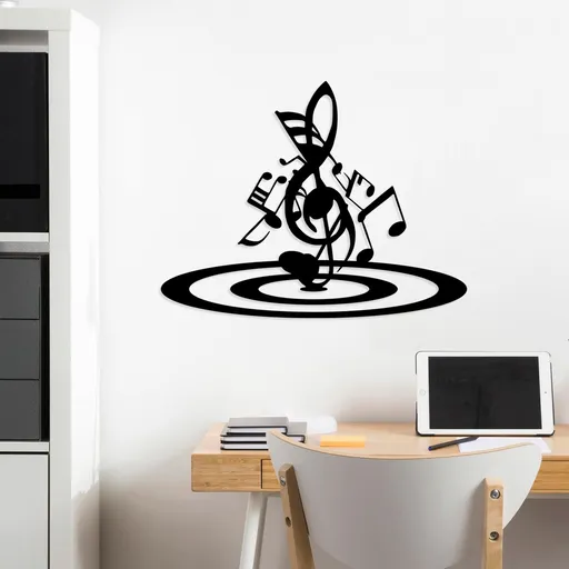 Decoratiune de perete, Musical 1, Dimensiuni: 54 x 70 cm, Negru