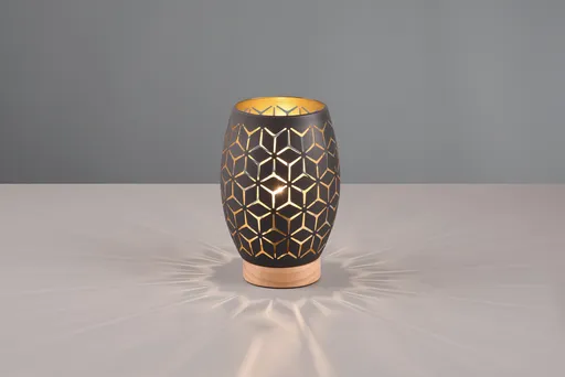 Lampa de masa Bidar, RL, 15x21.5 cm, 28W, 1x E27, metal, negru/natur