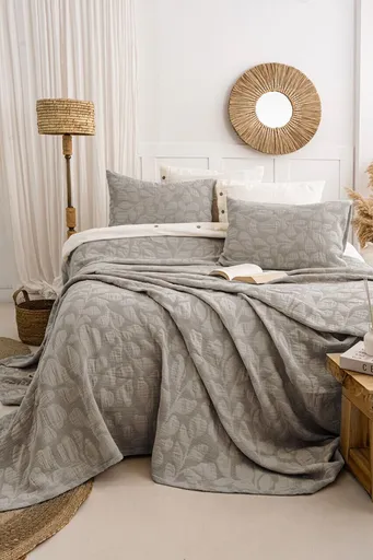 Set cuvertura de pat dubla 3 piese, L'essentiel Maison, Bambi, Bumbac, Bej