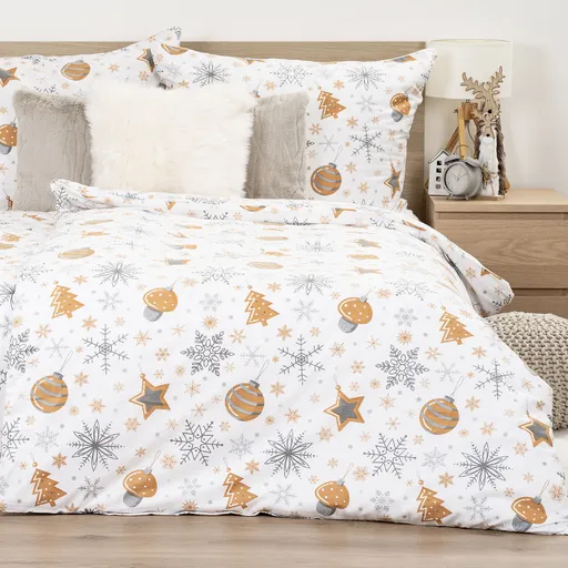 Lenjerie de pat din flanel 4Home Golden XmasNight, 140 x 200 cm, 70 x 90 cm