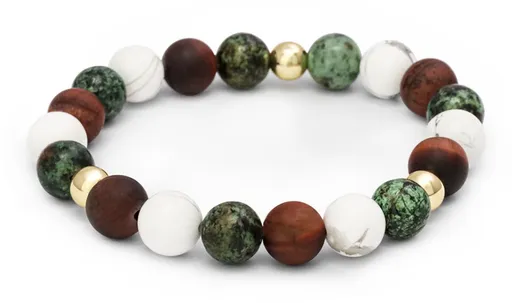 Agato Brățară din mărgele de howlit, ochi de taur și turcoaz MINK166/17