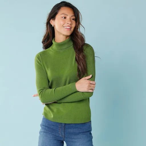 Pulover cu guler înalt și nervuri pentru o siluetă mai mică