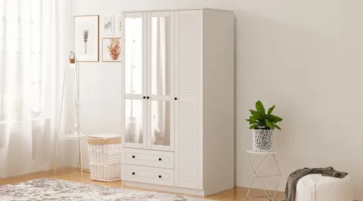 Dulap pentru haine, Hanah Home, Rb-062-02, 105x210x52 cm, Alb mat