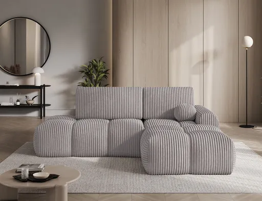 Coltar extensibil dreapta 3 locuri ELTAP, Vittario, 227x170x95 cm, lemn/poliester, gri