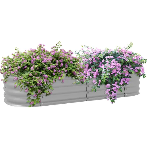 Outsunny Pat de flori pentru plante, pat de flori modular, margini protejate, design fara fund, 150 x 62 x 30 cm, Argintiu | Aosom Romania