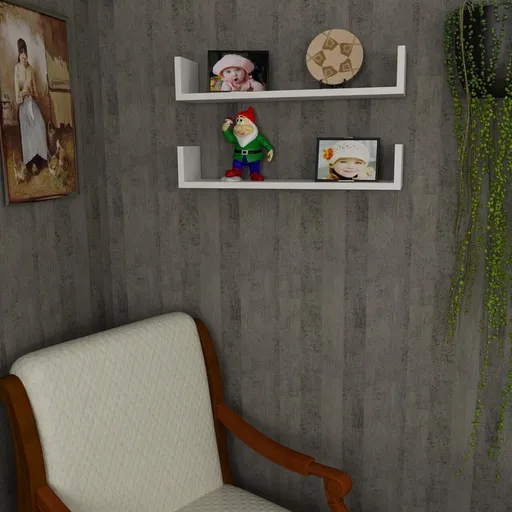 Set 2 rafturi pentru perete Iris, Furny Home, alb