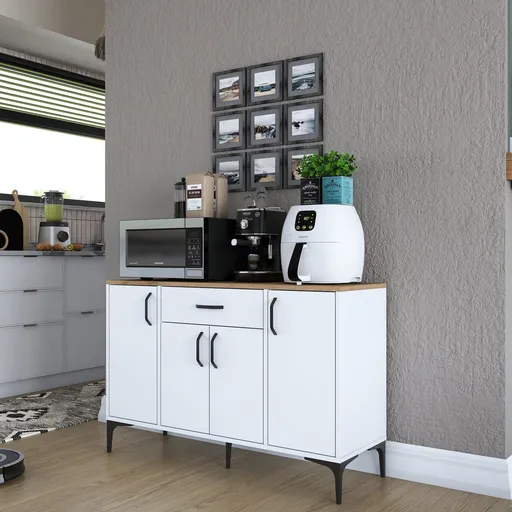 Dulap multifunctional, Hanah Home, JE136, 120x78.6x40 cm, Alb/Maro