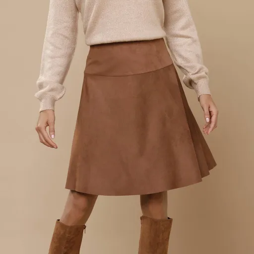 Fustă largă din piele întoarsă