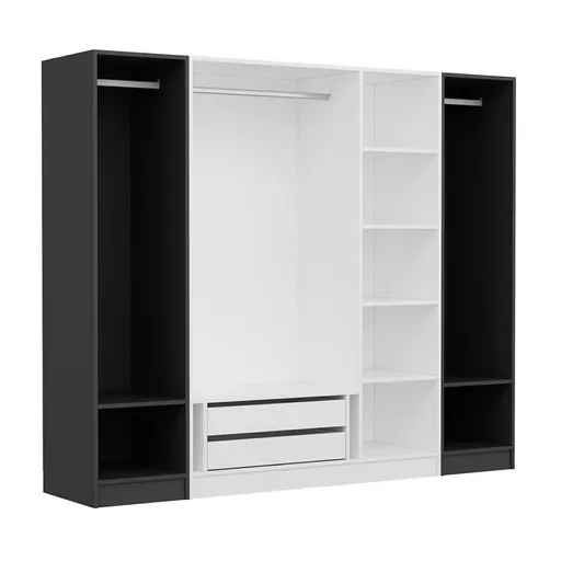 Dulap pentru haine, Hanah Home, Kale, 225x190x52 cm, Alb