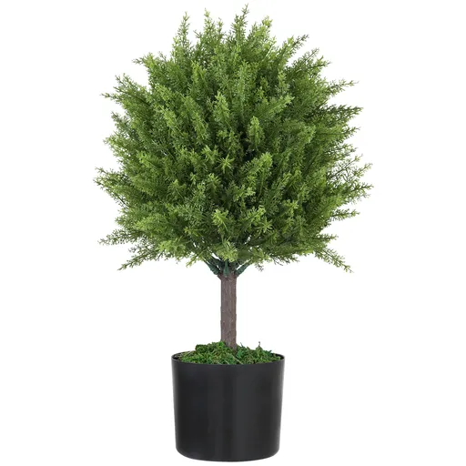 HOMCOM Plantă Artificială Cedru Rezistentă la Raze UV cu Ghiveci, Ø14,5x55 cm, Verde | Aosom Romania