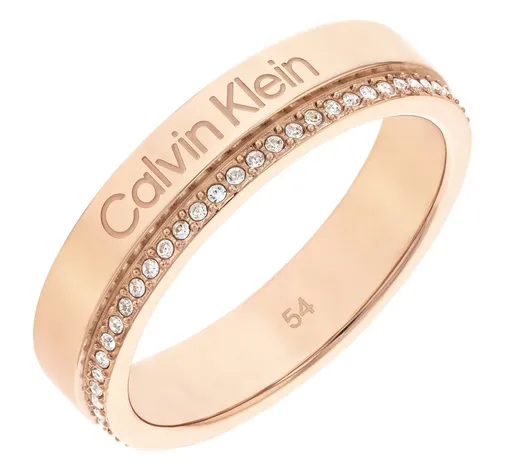 Calvin Klein Inel placat cu aur cu cristale Minimal Linear 35000202 56 mm