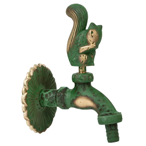 Robinet decorativ 1/2", dublu serviciu din alama si finisaj Veverita, culoare verde antic