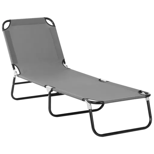 Outsunny Șezlong Pliabil cu Spătar Reglabil în 5 Poziții, Scaun de Grădină cu Material Respirable Oxford, Ideal pentru Plajă, Piscină, Grădină, 188x56