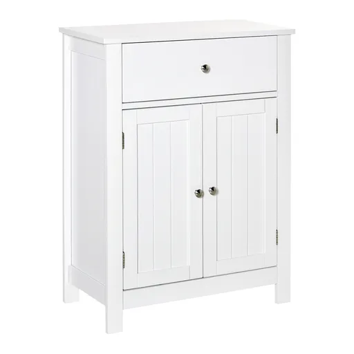 Kleankin Dulap de Baie cu 1 Sertar 2 Uși și Raft Interior Reglabil Mobilier Auxiliar de Depozitare Multifuncțional pentru Sufragerie Bucătărie Antivue