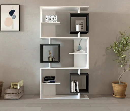 Corp biblioteca, Hanah Home, Icardi, 90x171.9x24.6 cm, Alb / Antracit