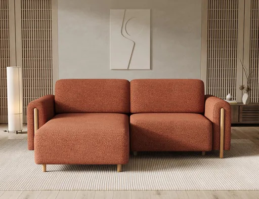 Coltar extensibil stanga 3 locuri ELTAP, LT-O-30JAF, Acossta, 244x154x95 cm, lemn/poliester, caramiziu/natur