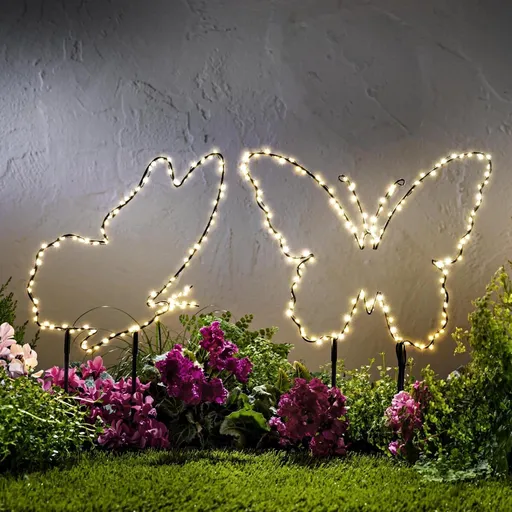 Plug de grădină cu LED-uri Fluturi, set de 2