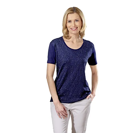 Tricou cu broderie, albastru