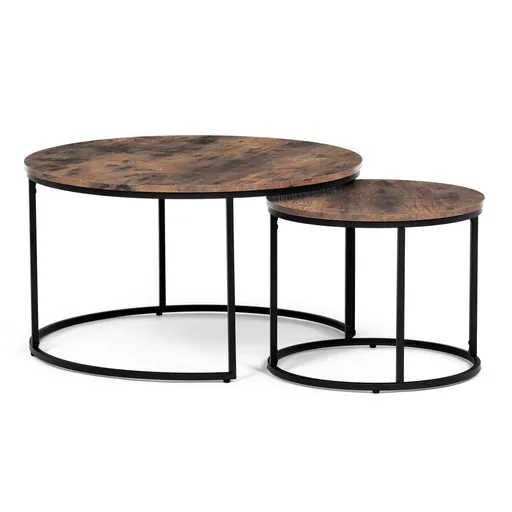 Set de măsuțe de conferință, lemn vechi, 2 buc., maro închis