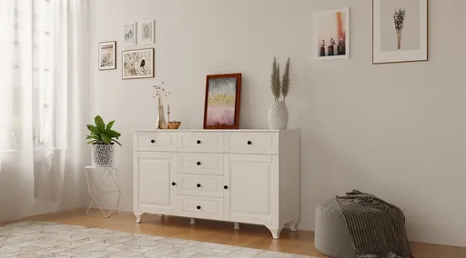 Dulap, Hanah Home, Rb-025-01, 130x87x43 cm, Alb mat