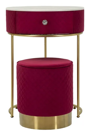 Mauro Ferretti Noptiera Cu Puf, Rosu. Cm Ø 52X70 - Ø 36X37 | Aosom Romania