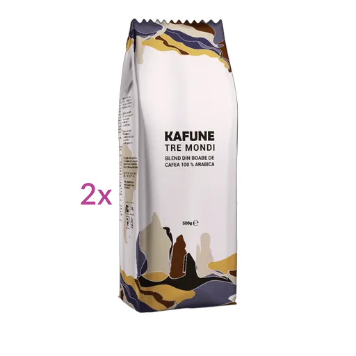 Kafune Cafea Boabe Tre Mondi - Blend Superior De Cafea Boabe 1kg, Echilibrul Perfect ntre Aromele Cafelei Arabica Din Trei Regiuni Ale Lumii