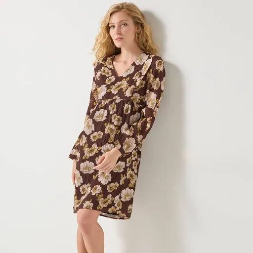 Rochie scurtă cu imprimeu floral și efect texturat