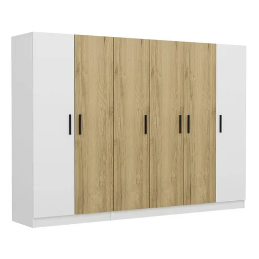 Dulap pentru haine, Hanah Home, Kale, 270x190x52 cm, Alb