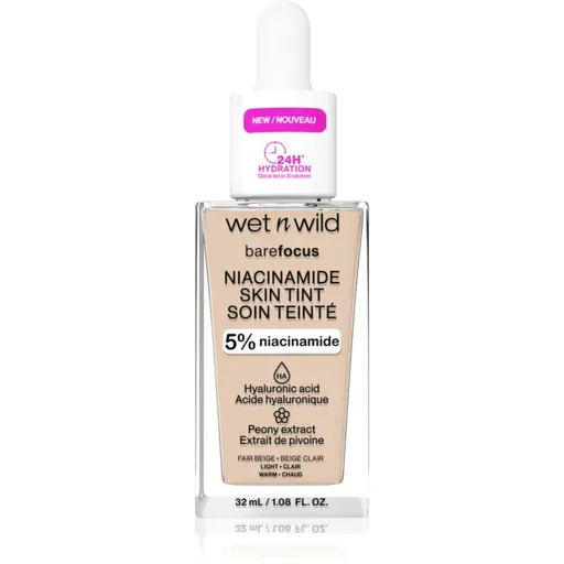 Wet n Wild BareFocus Niacinamide Skin Tint machiaj ușor de hidratare culoare Fair Beige (Warm) 32 ml