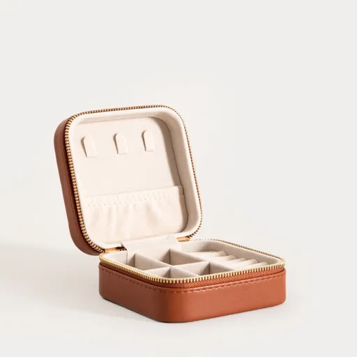 Cutie pentru bijuterii Rinas, Homla, 10.5x10.5x5 cm, plastic/metal, maro