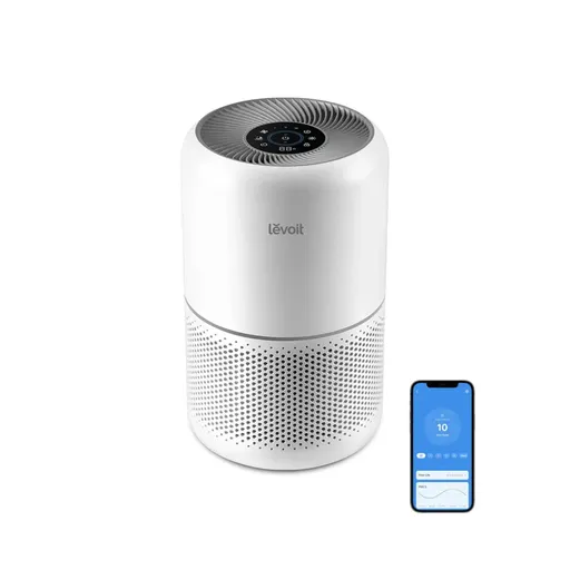 Purificator de aer Levoit Core 300S, 41 m², 23W, True HEPA, Comenzi vocale, Timer, 3 viteze, Silentios, Fara ozon, Alb