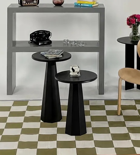 Set masute de cafea, Hanah Home, Lilyum (57 + 47), Negru