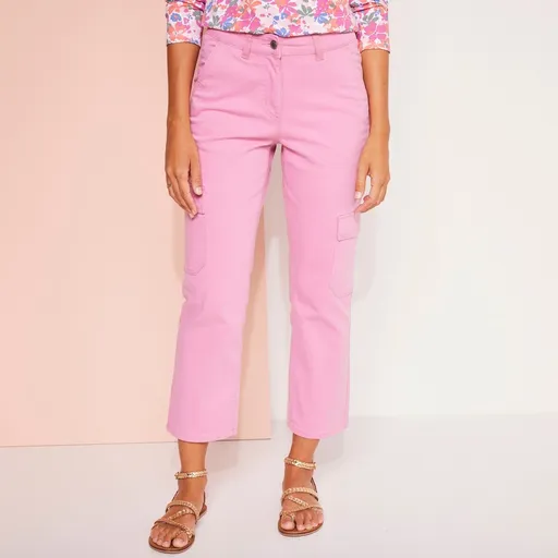 Pantaloni 7/8 cu buzunare, tweed elastic