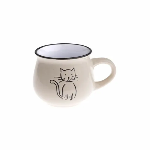 Cană ceramică Cat 230 ml, crem