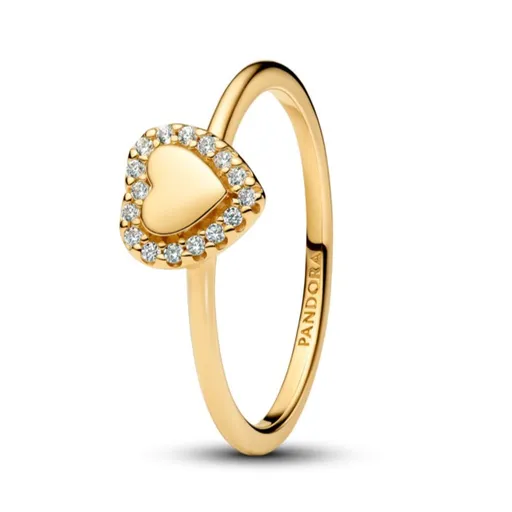 Pandora Inel romantic placat cu aur Inimă cu aureola Shine Timeless 163801C01 60 mm