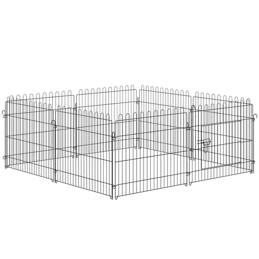 PawHut Țarc pentru Animale Mici, Cușcă Modulară din Oțel pentru Câini, Pisici, Pui, 158x61 cm, Negru | Aosom Romania